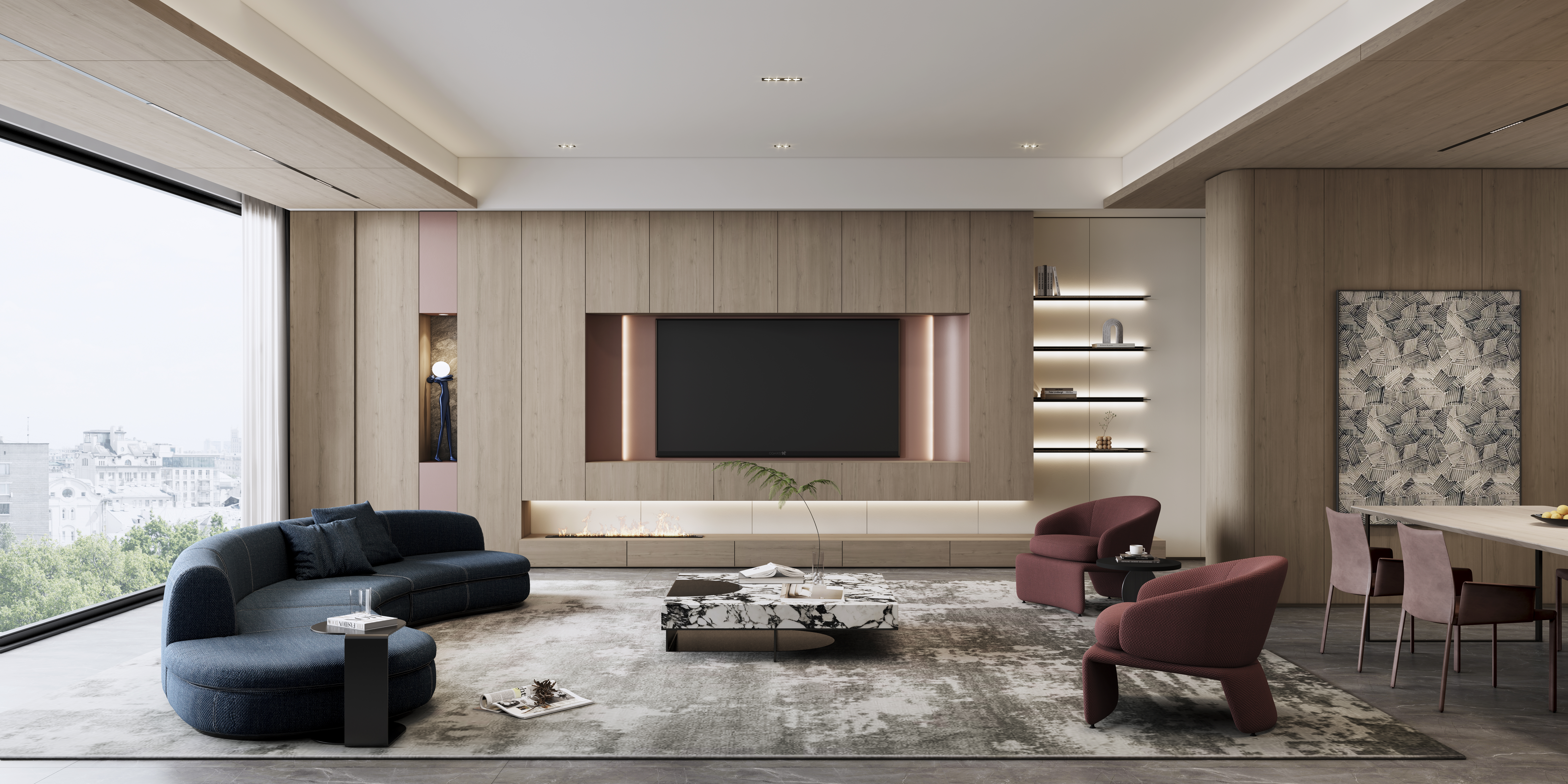 SL1122羌雾灰榆木+SL6101奶白+SL6103洛红+SL5102黑曜