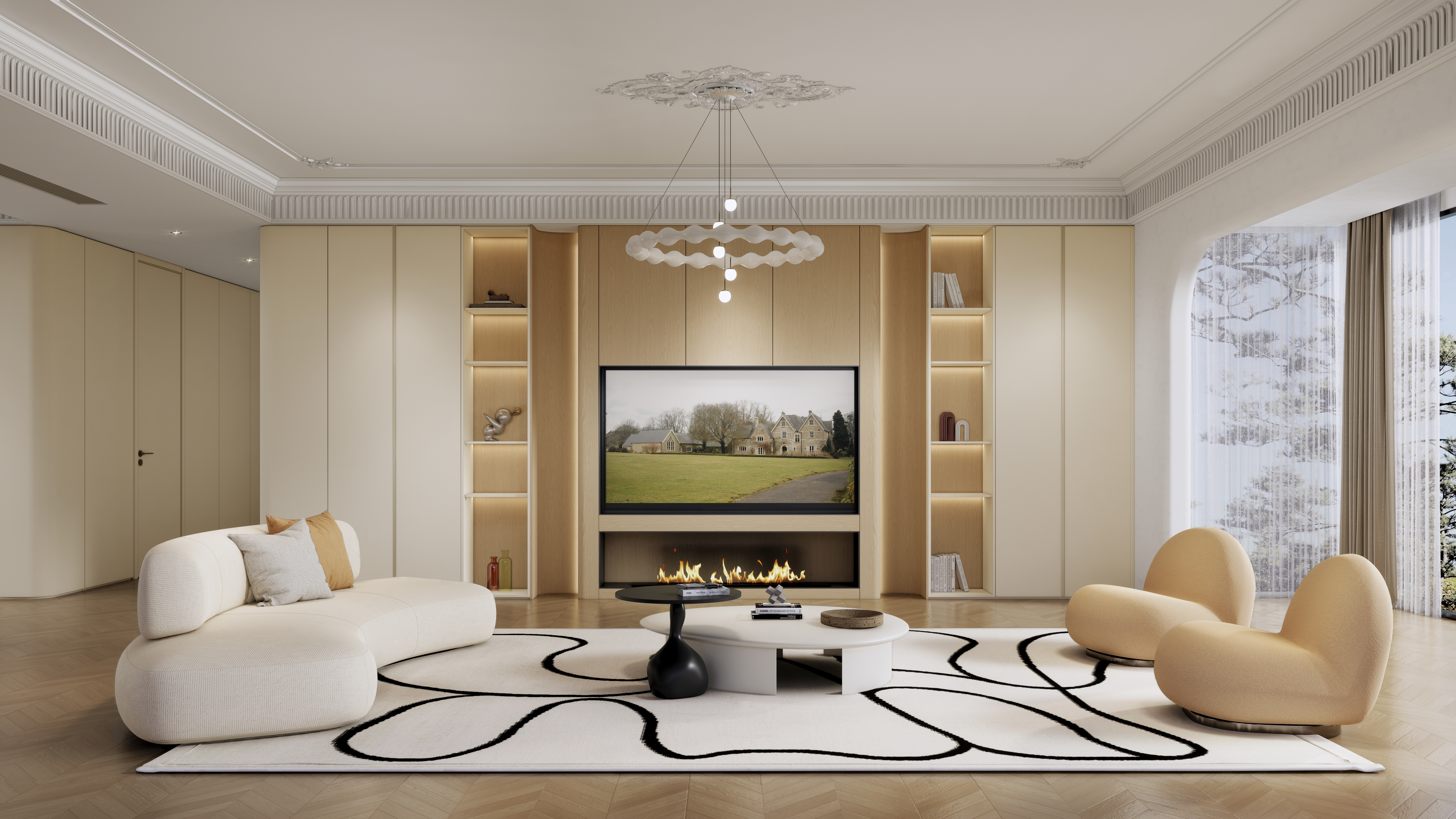 SL3102罗裳浅布纹+SL1125艾朦黄松木