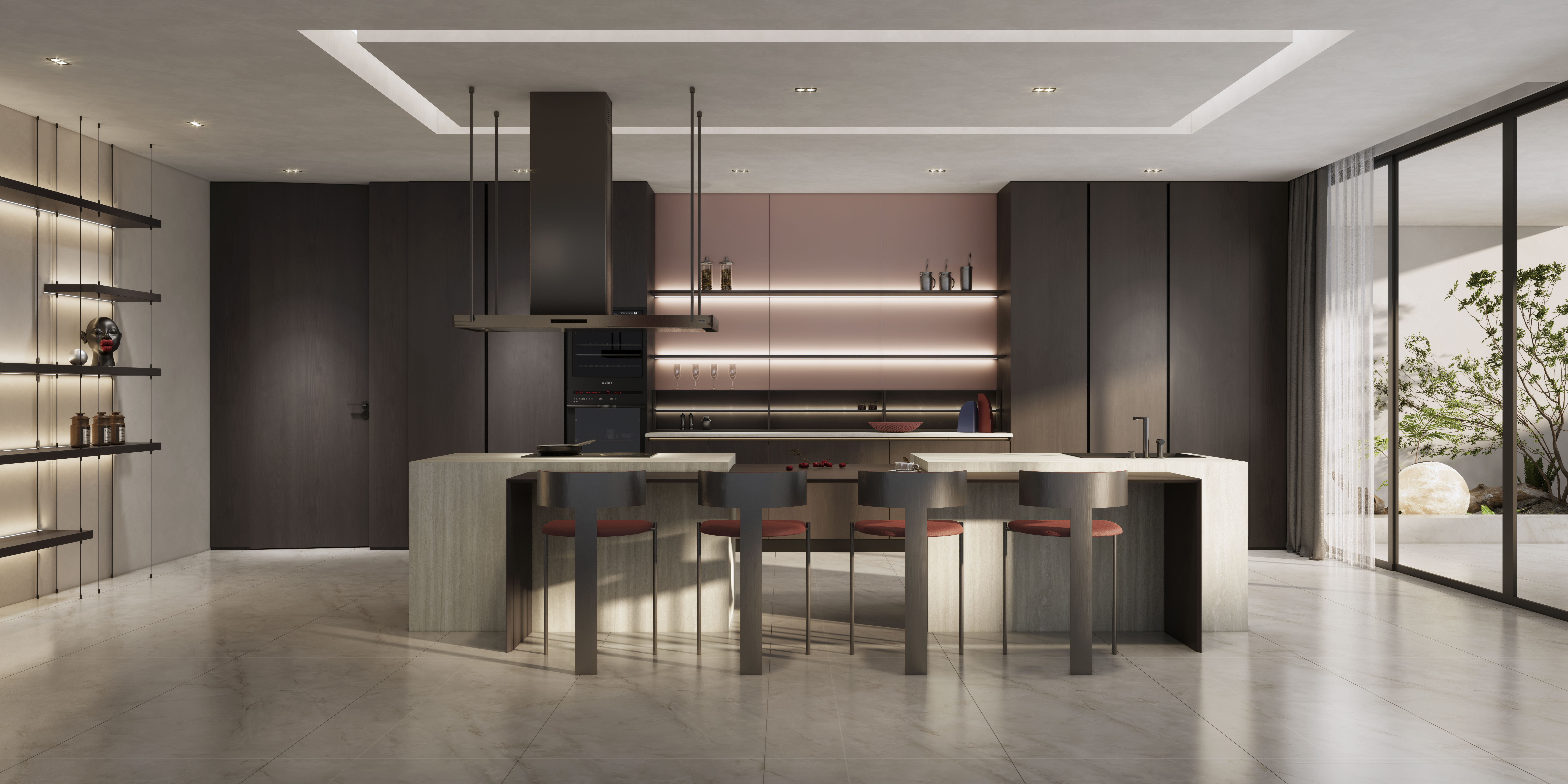 SL1112铬金棕橡+SL5106玉华石纹+SL6103洛红