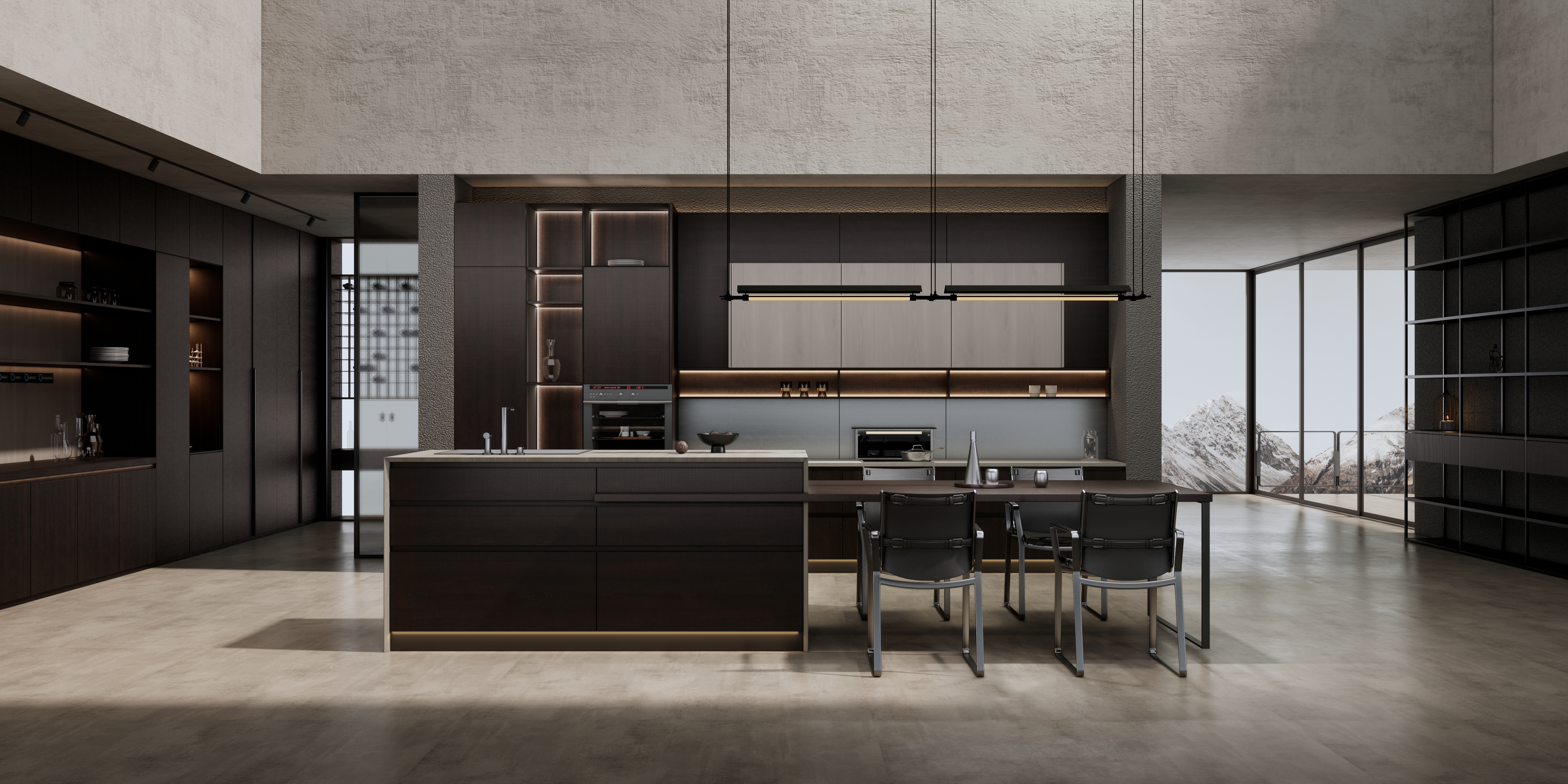 SL1108荔花深橡+SL1111铬金灰橡+SL5106玉华石纹 